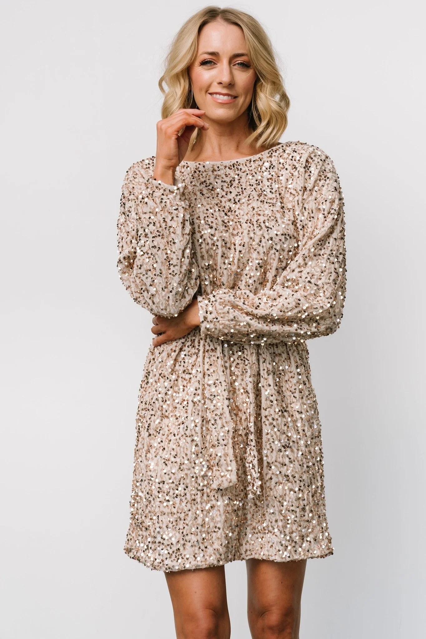 Jelena Sequin Short Dress | Champagne