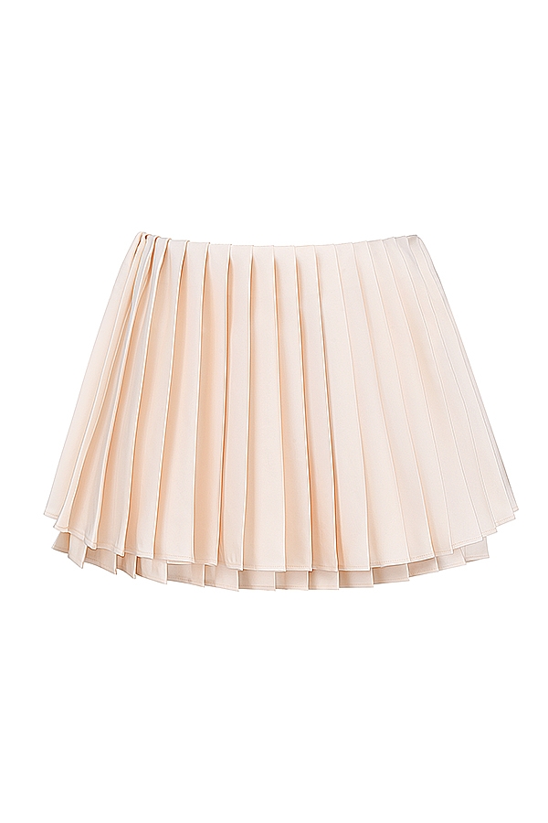 Emira-Ivory Pleated Mini Skirt