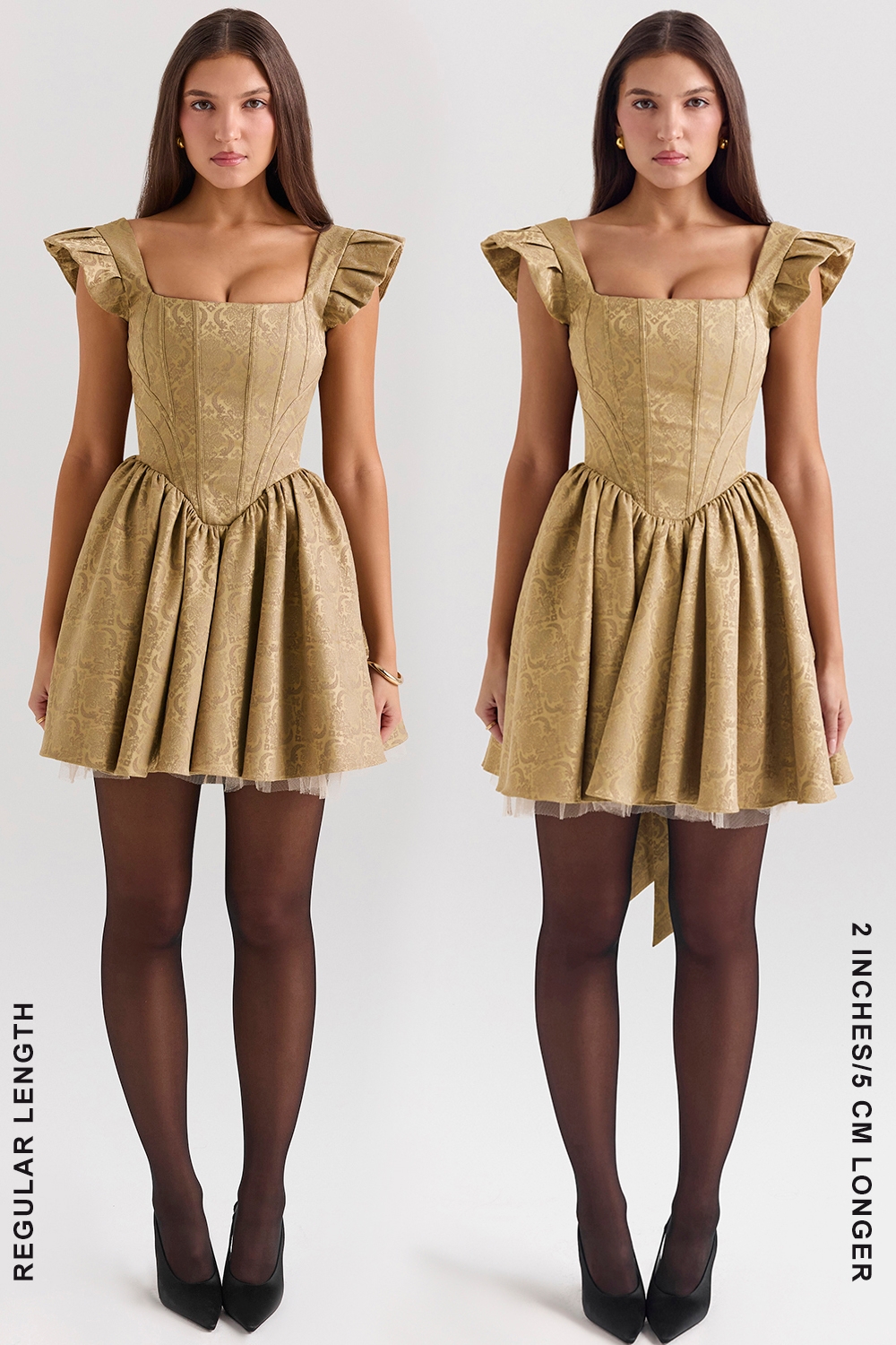 Saasha-Gold Jacquard Mini Dress - SALE