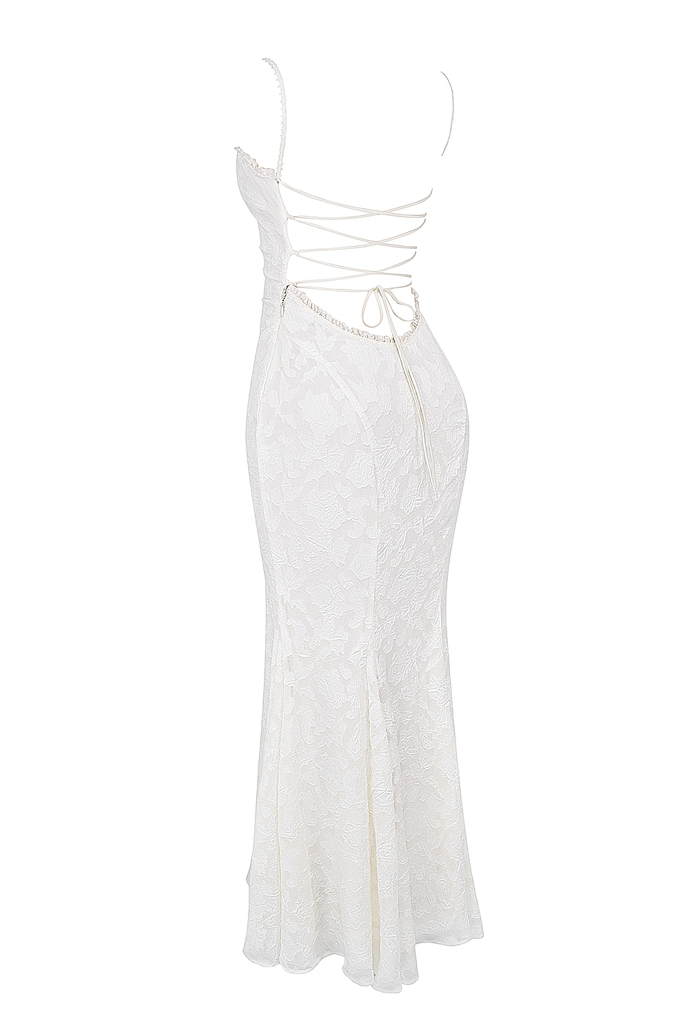 Joan-Ivory Lace Up Back Maxi Dress