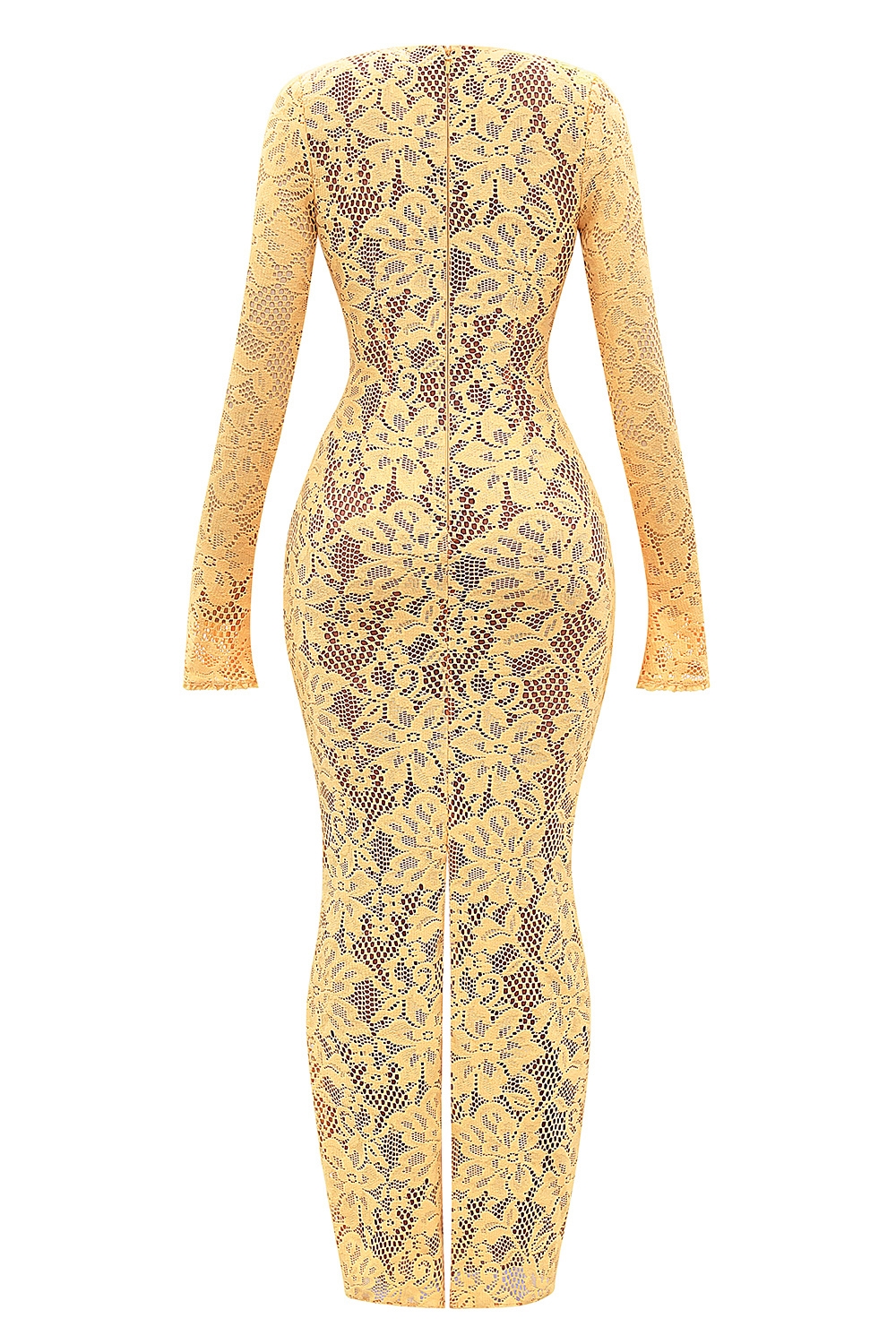 Indiana-Apricot Plunge Lace Maxi Dress