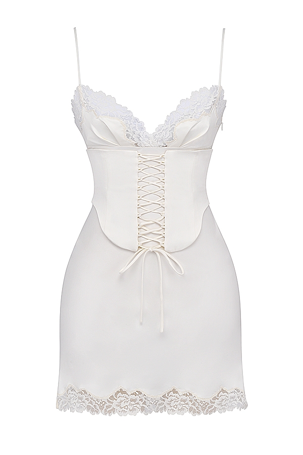 Soraya-Ivory Satin Slip Dress