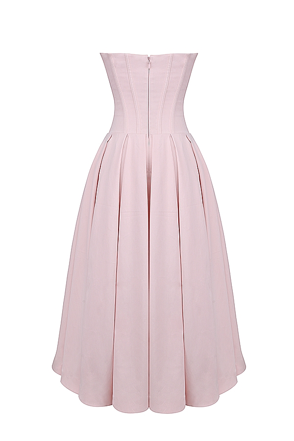 Lady-Ballerina Pink Strapless Midi Dress