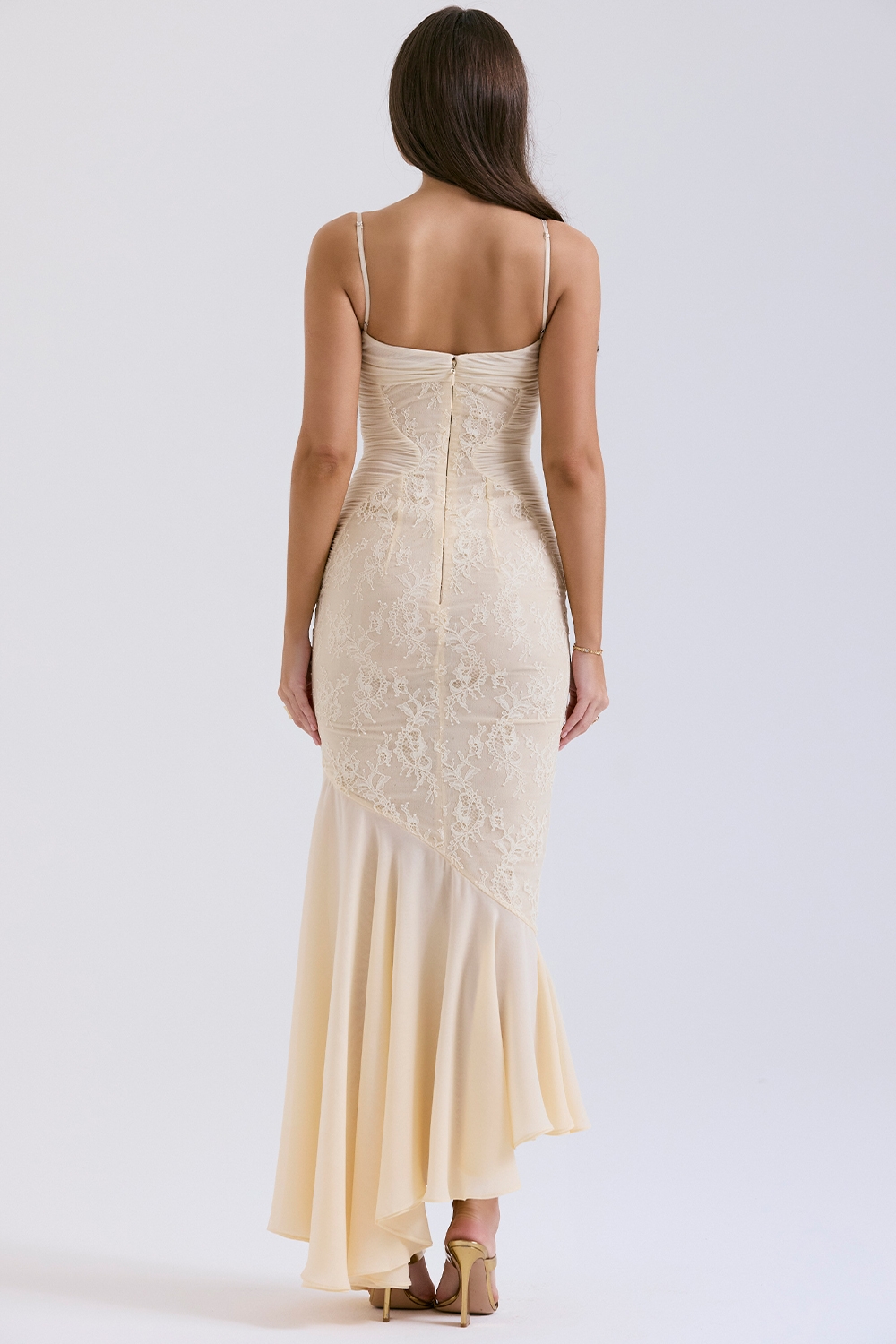 Felicia-Vanilla Chiffon & Lace Gown