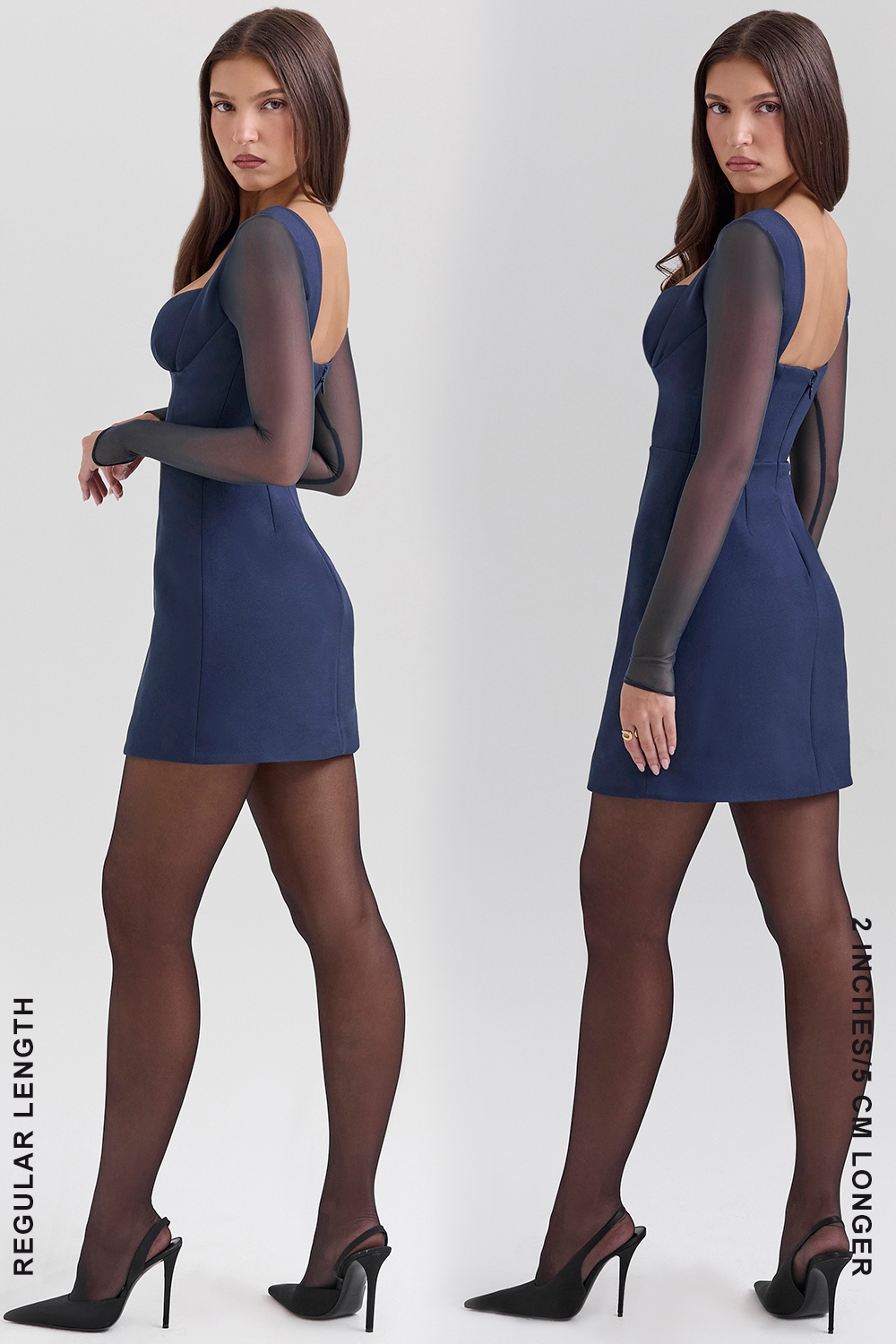Angelie-Midnight Stretch Crepe Plunge Mini Dress - SALE