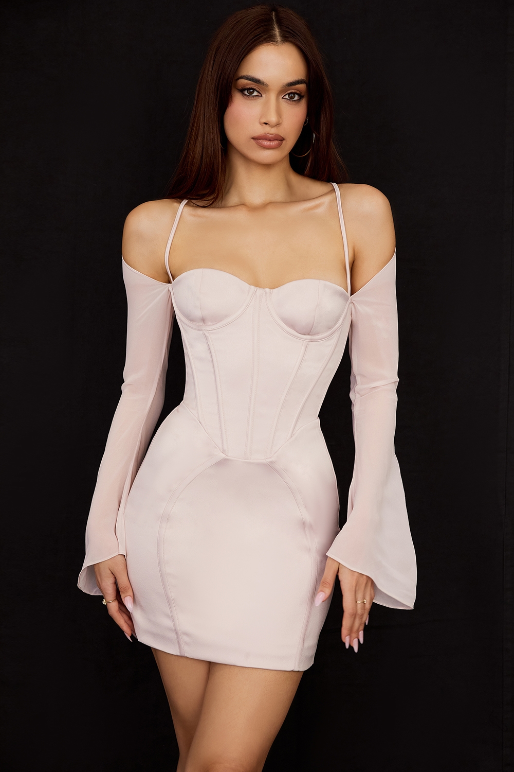 Isra-Crystal Satin Corset Mini Dress