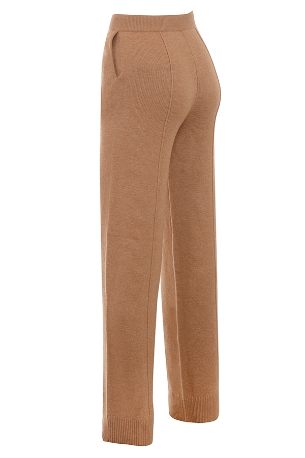 Yalina-Camel Cashmere Blend Trousers - SALE