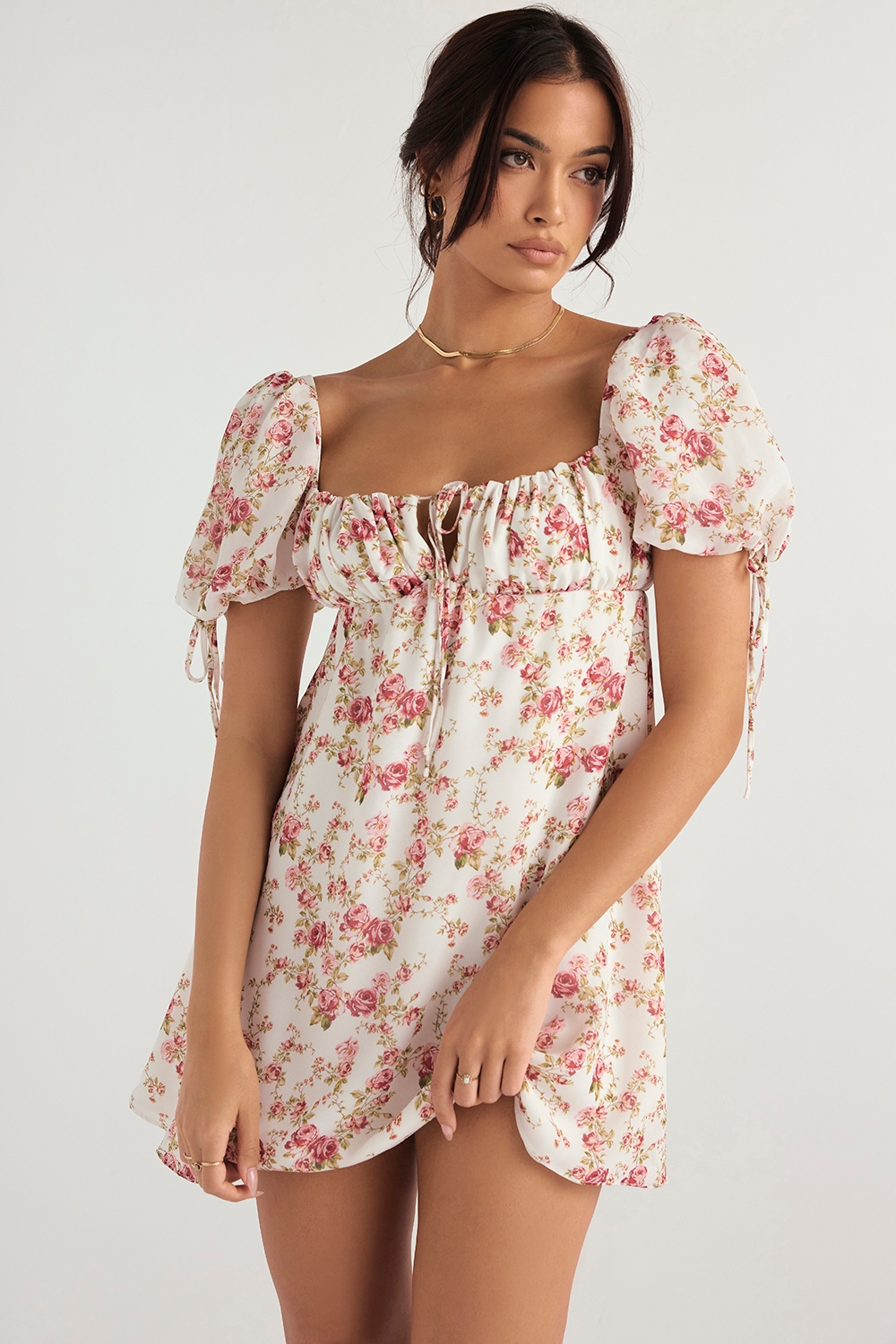 Princess-Rose Print Mini Dress - SALE