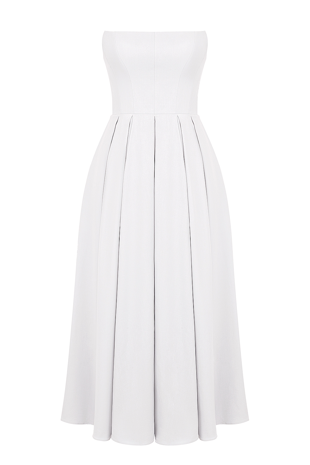 Audrey-White Strapless Midi Sundress