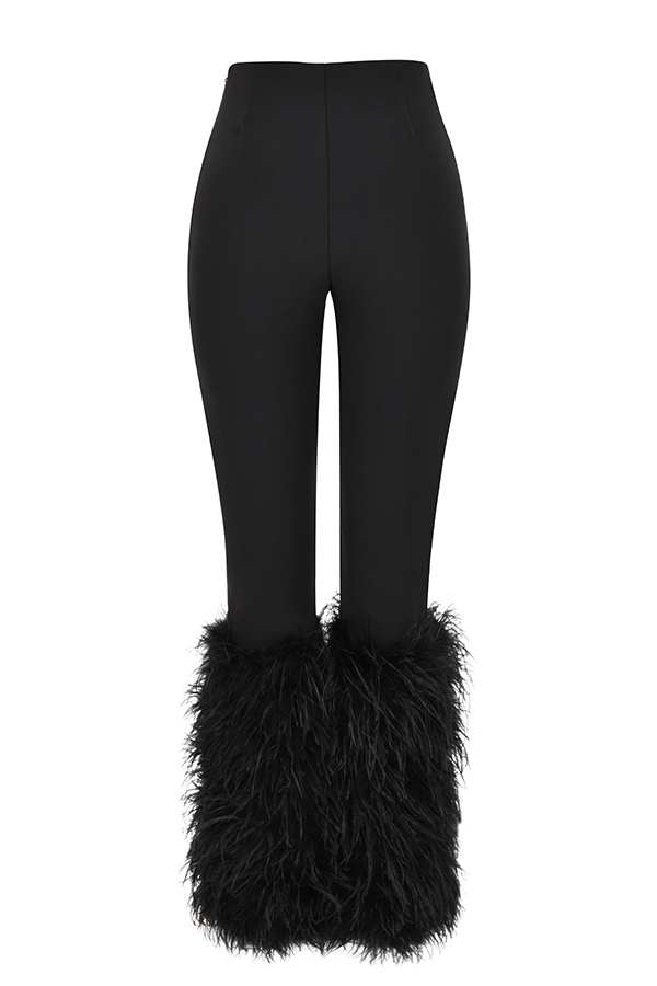 Nicolette-Black Trimmed Trousers