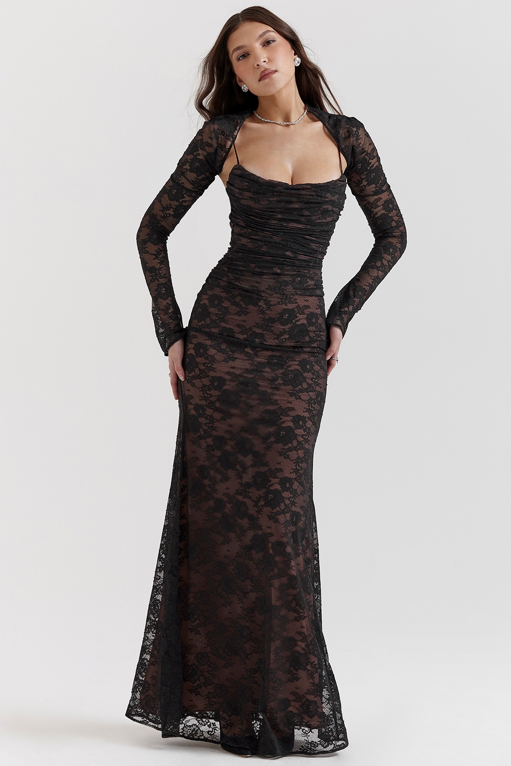 Artemis-Black Lace Maxi Dress