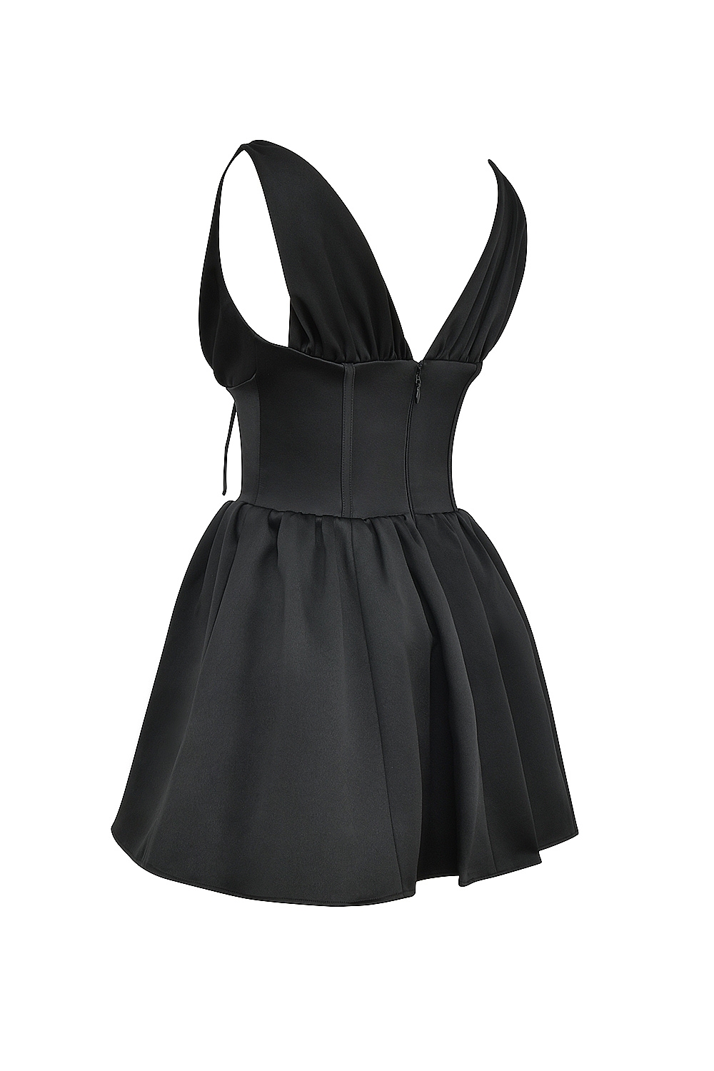 Emmeliette-Black Satin Mini Dress - SALE