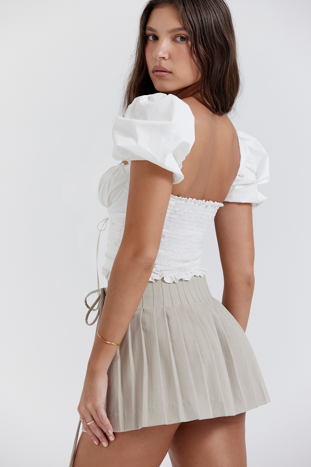 Samaya-White Gathered Top
