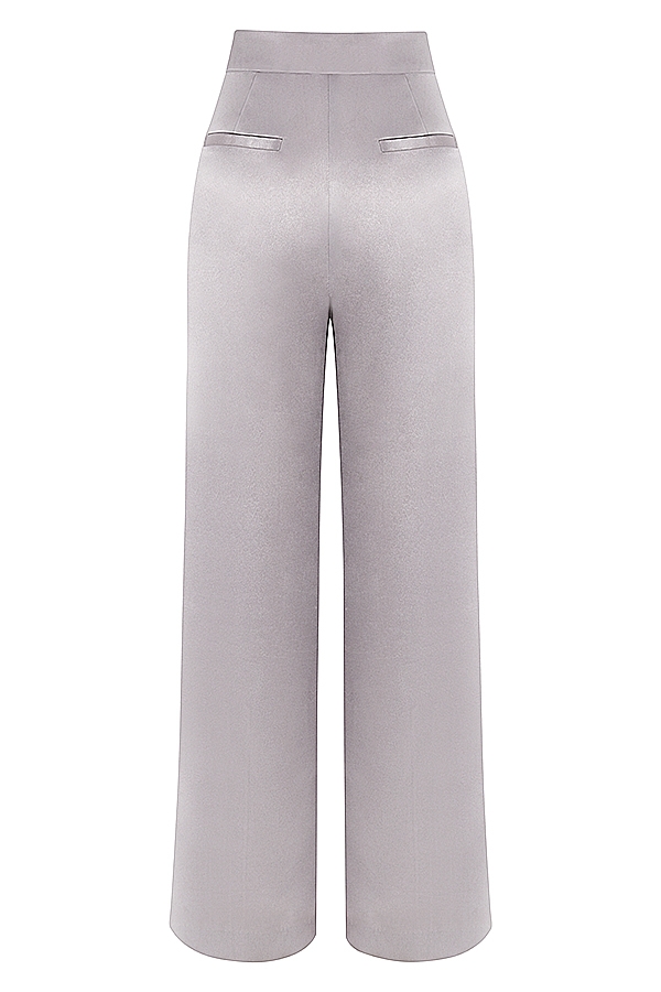 Alivia-Grey Satin Trousers