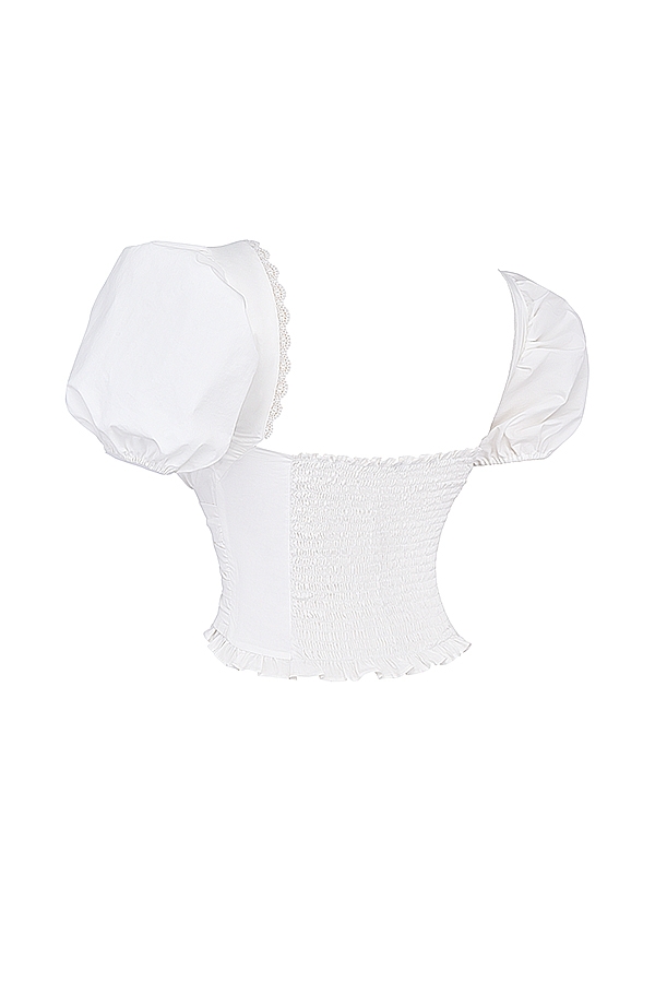 Samaya-White Gathered Top