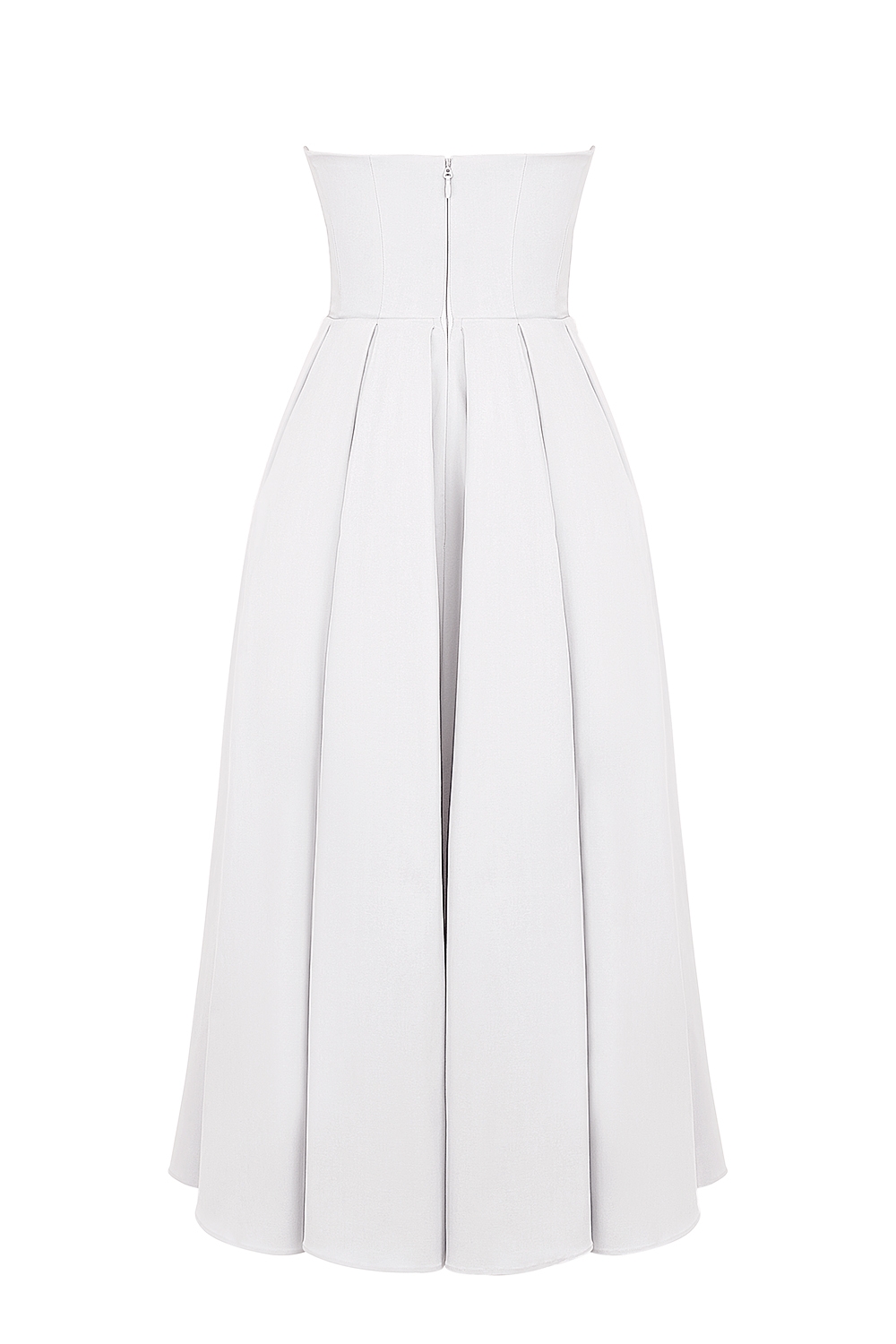 Audrey-White Strapless Midi Sundress
