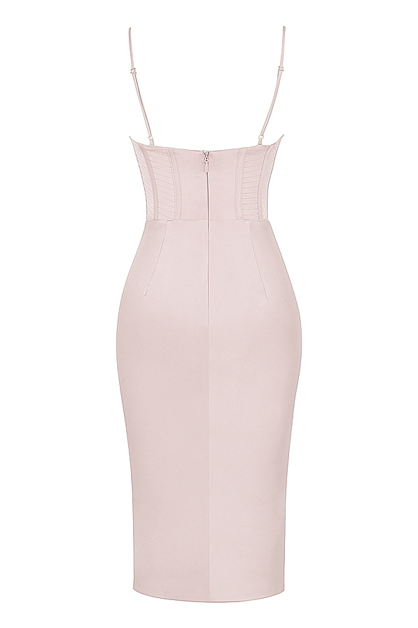 Myrna-Crystal Satin Corset Midi Dress