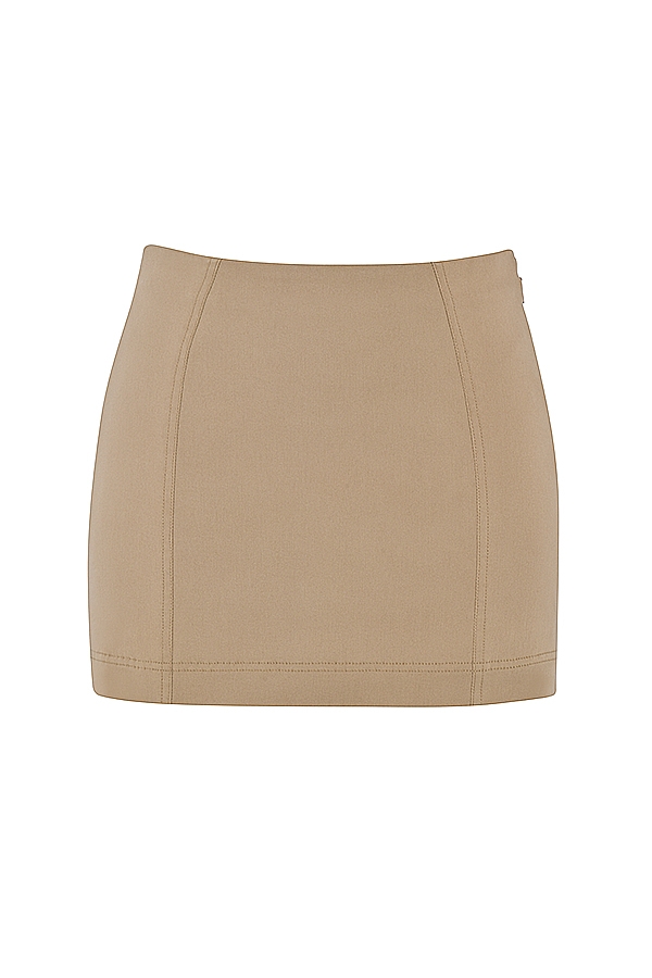 Nisha-Beige Sculpting Mini Skirt