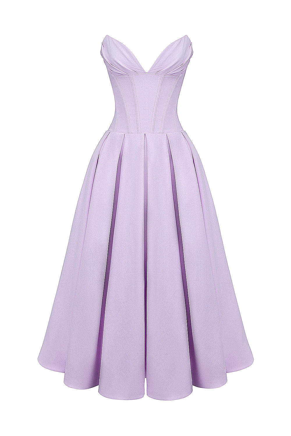 Lady-Orchid Twill Strapless Tulle Midi Dress