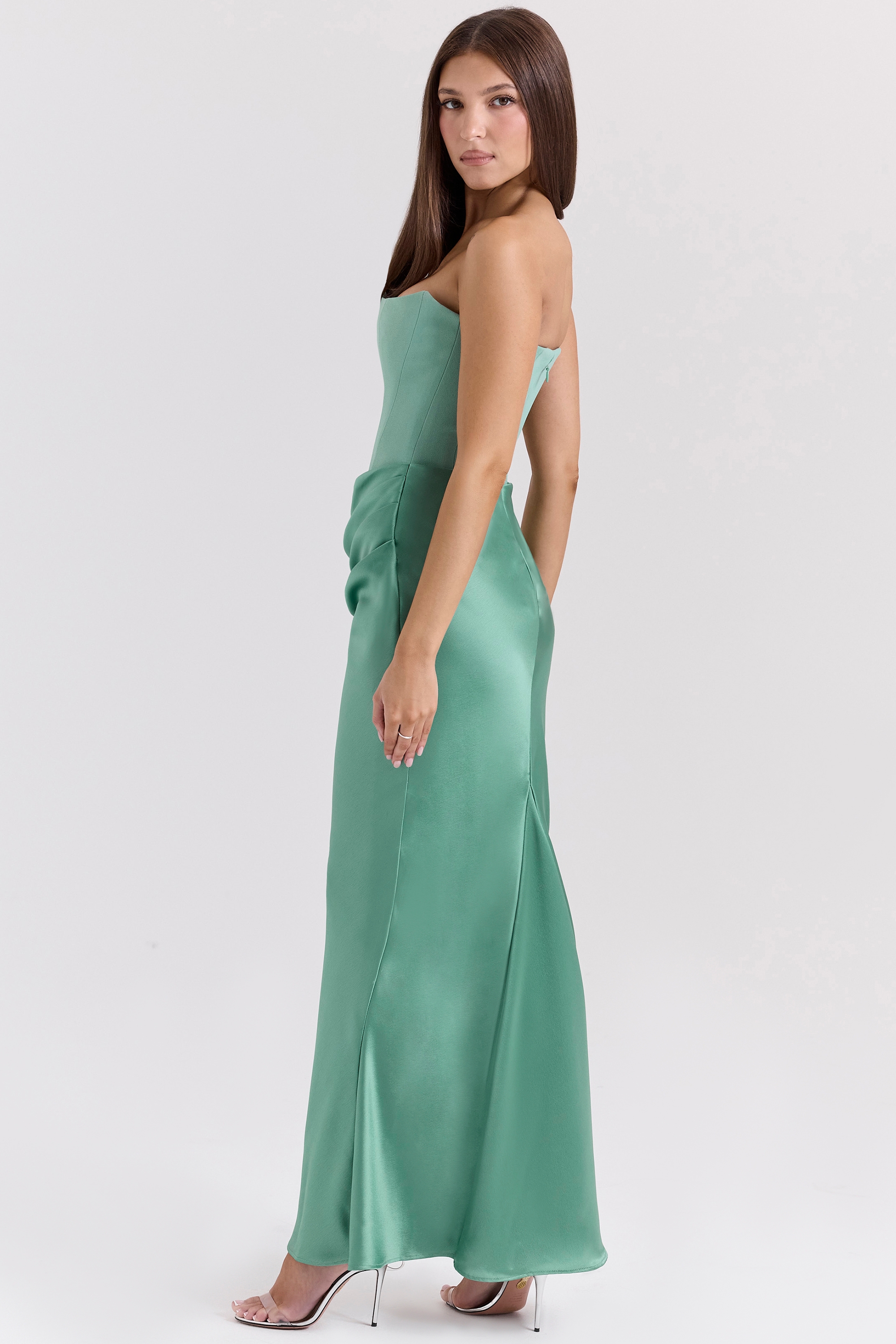 Persephone-Jade Strapless Corset Maxi Dress