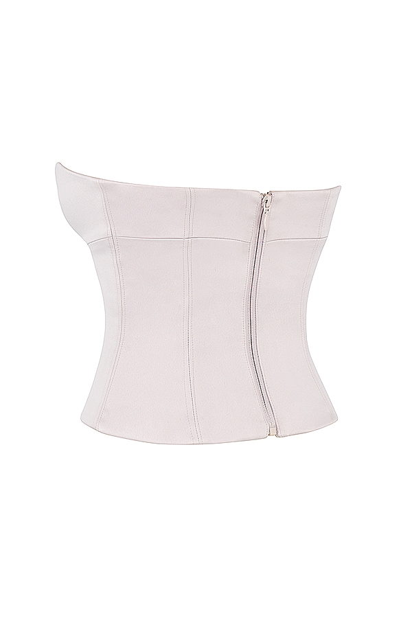 Angelica-Crystal Satin Strapless Corset