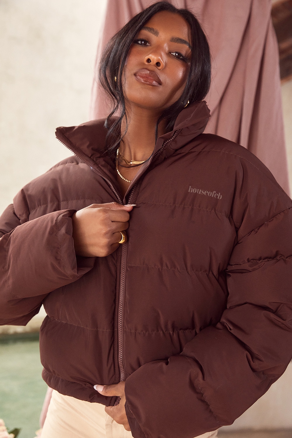 Hero-Chocolate Oversized C Shape Puffer Jacket