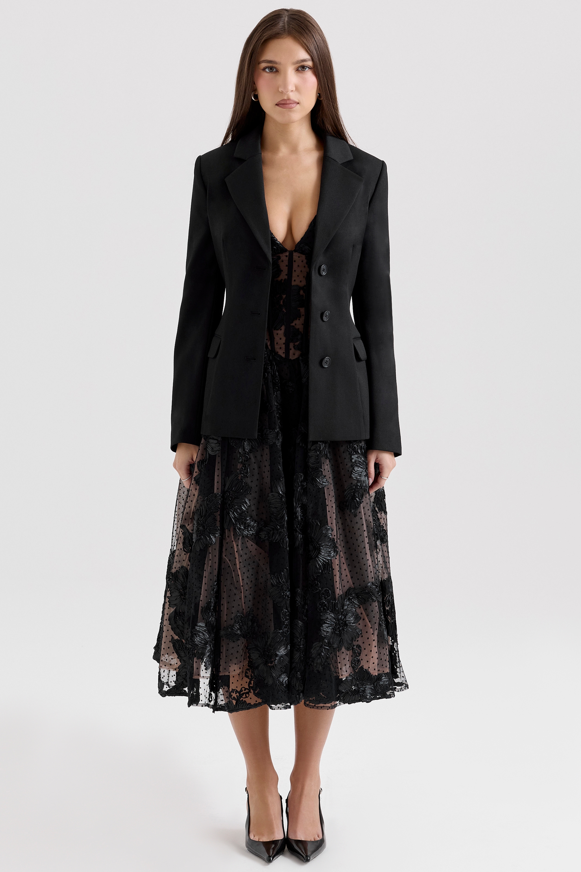 Aviva-Black Tailored Hourglass Jacket