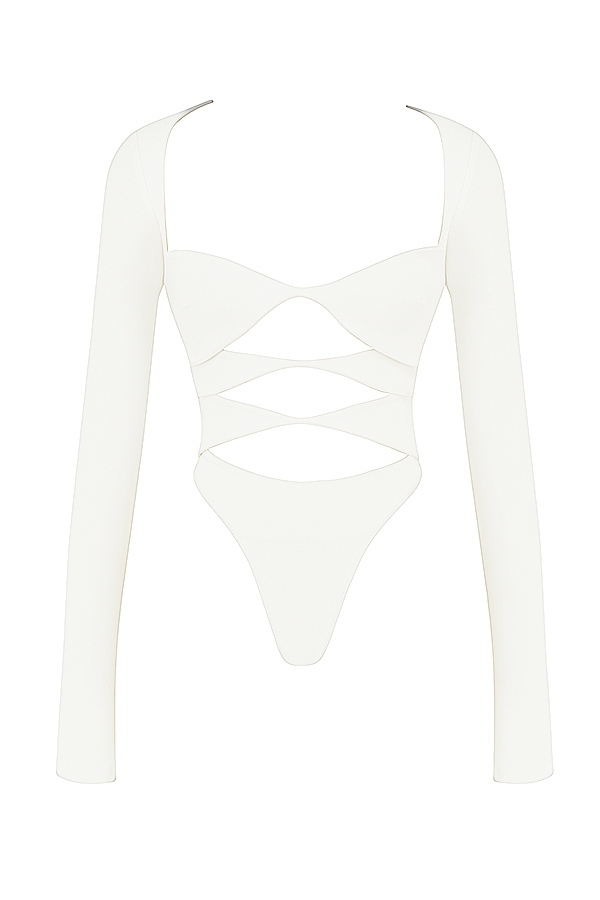 Danica-White Cutout Bodysuit