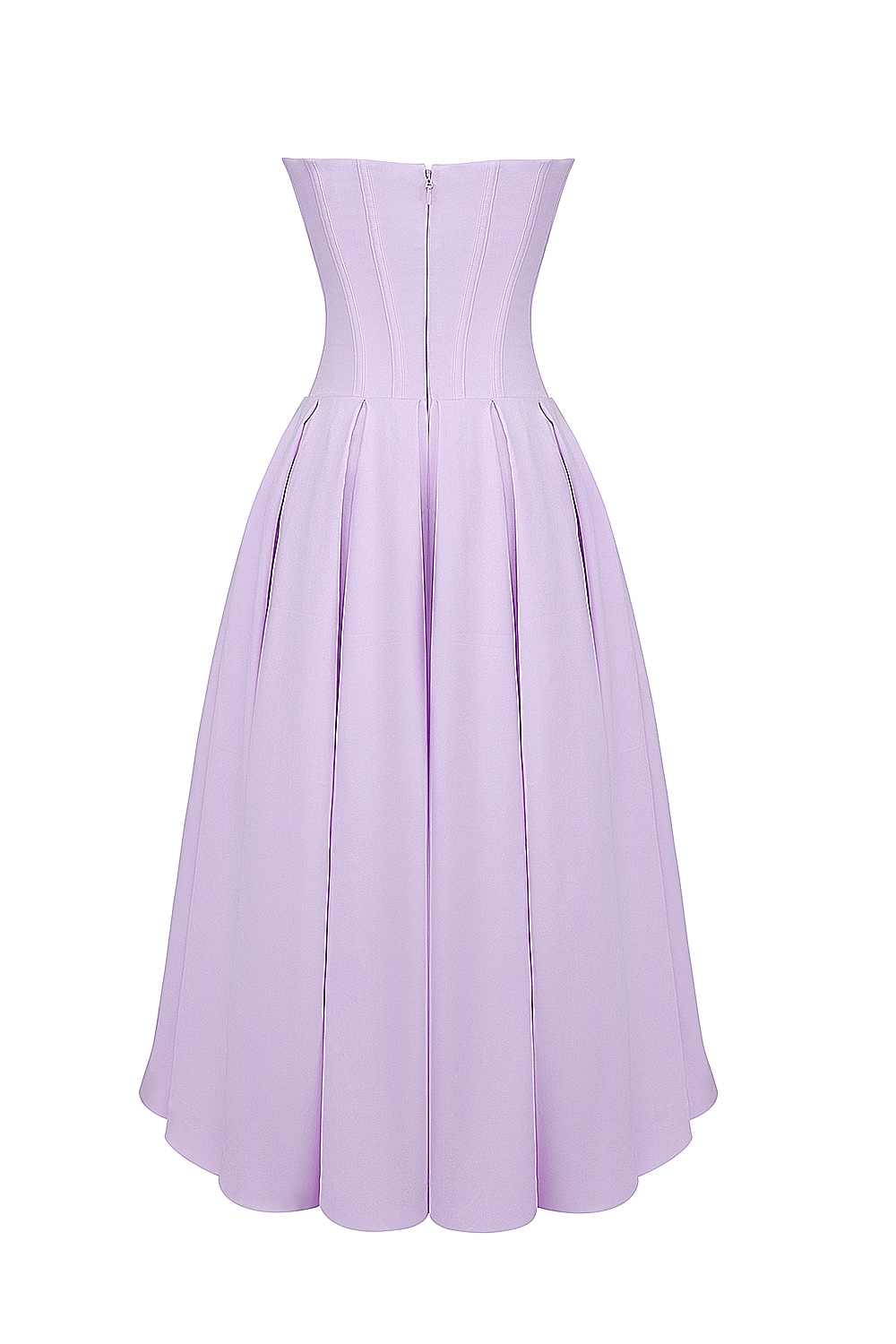 Lady-Orchid Twill Strapless Tulle Midi Dress