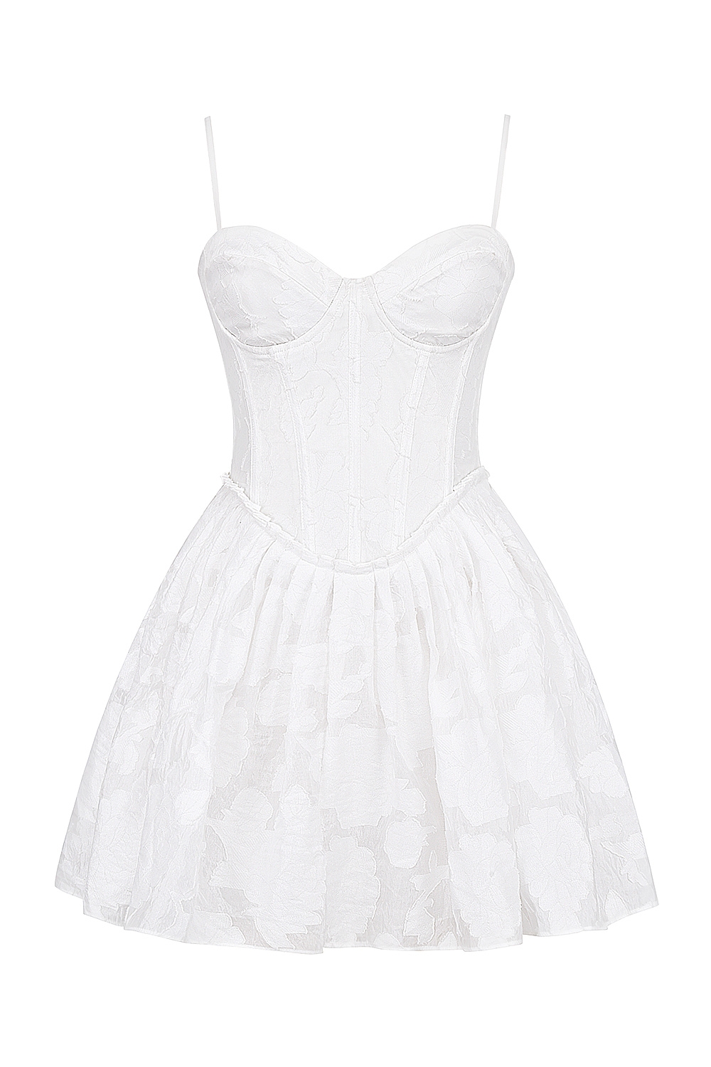 Nerissa-White Jacquard Corset Mini Dress