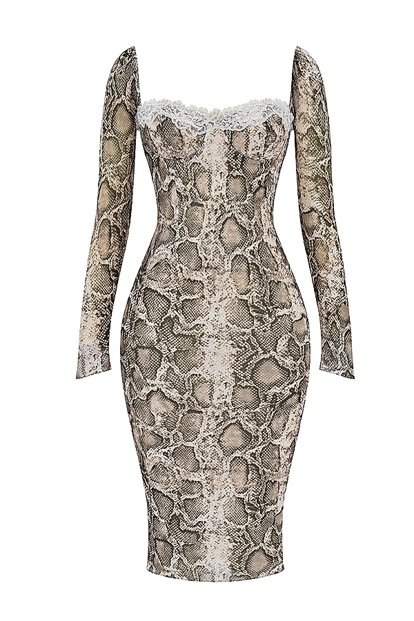 Seraphina-Snake Print Corset Dress