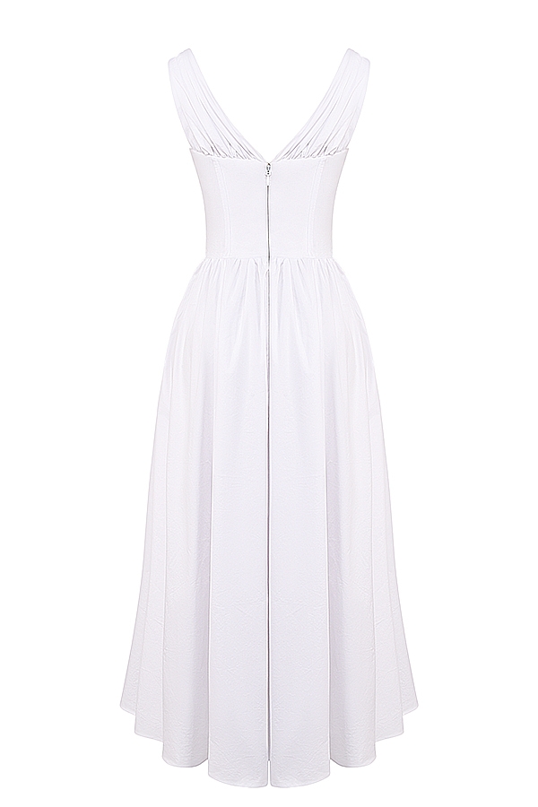 Emmelina-White Cotton Corset Sundress