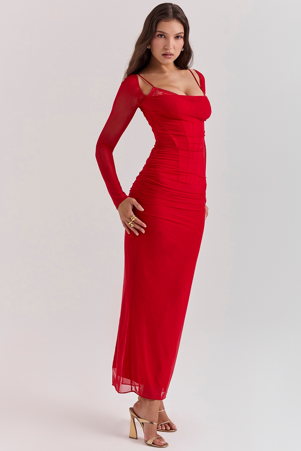 Katarina-Scarlet Long Sleeve Maxi Dress