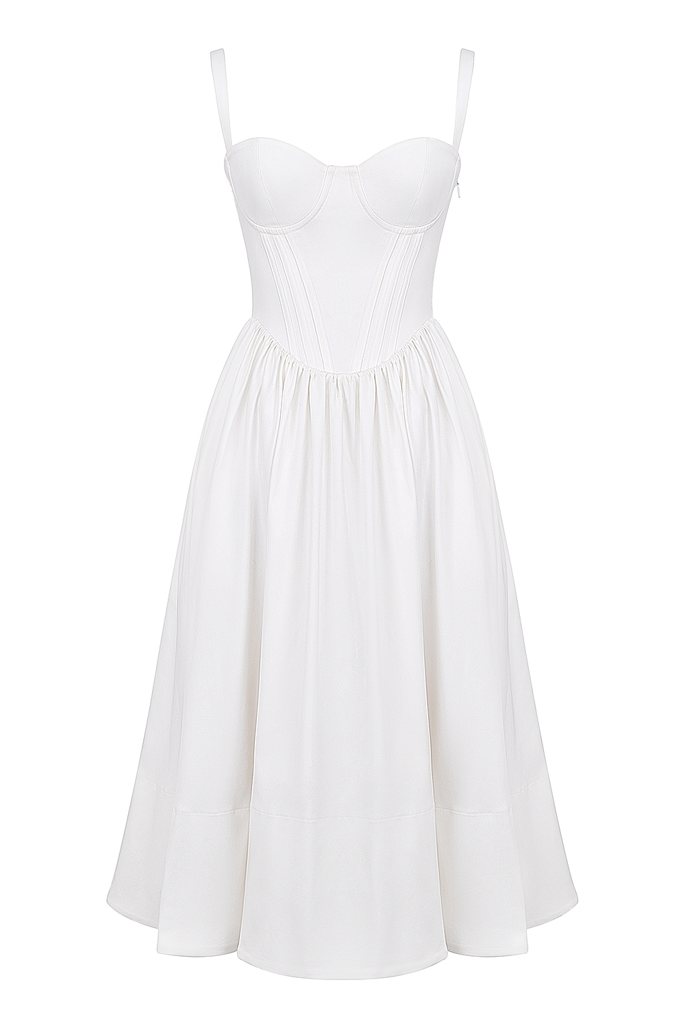 Kelly-White Corset Midi Sundress