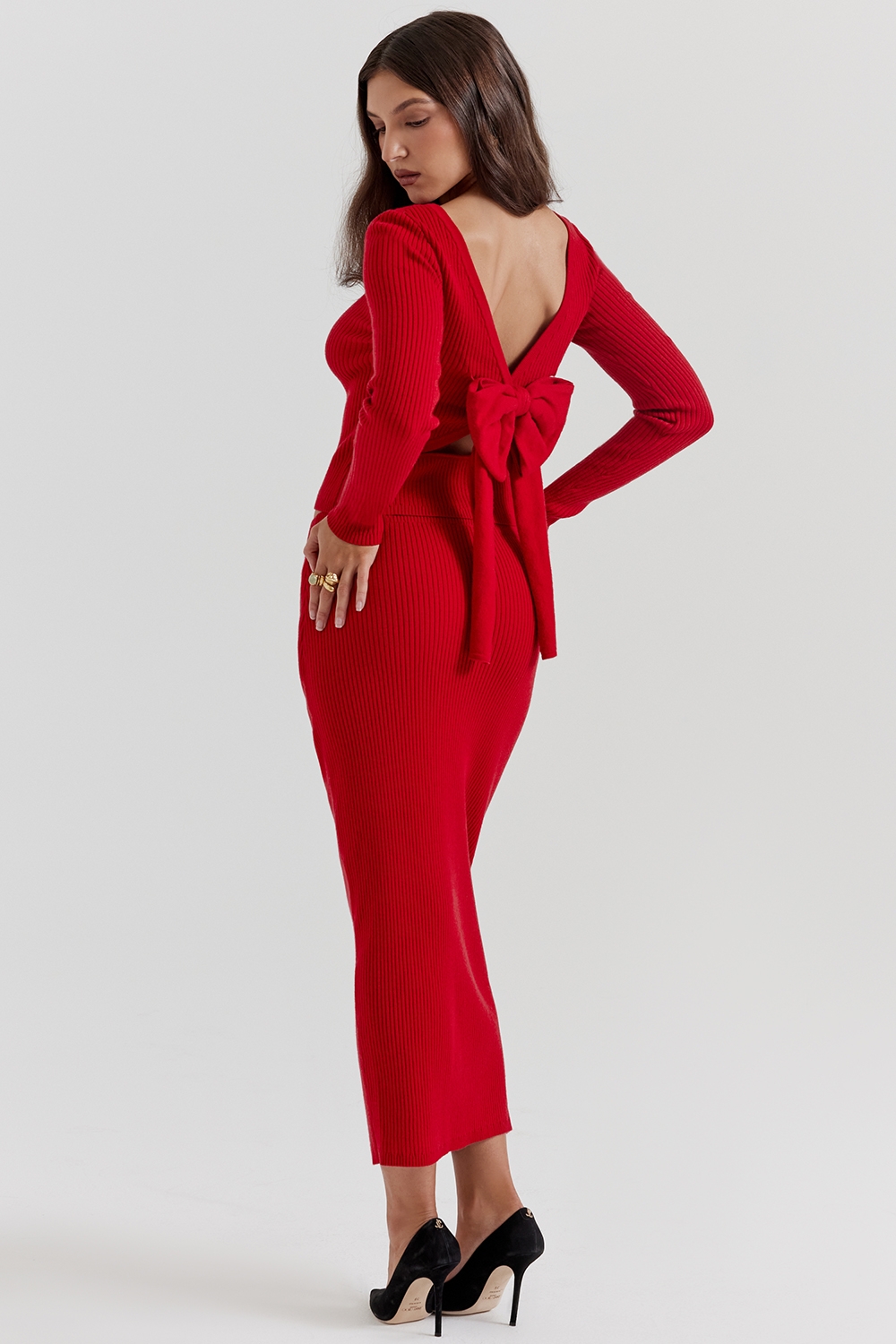 Lourdes-Scarlet Cashmere Blend Maxi Skirt - SALE