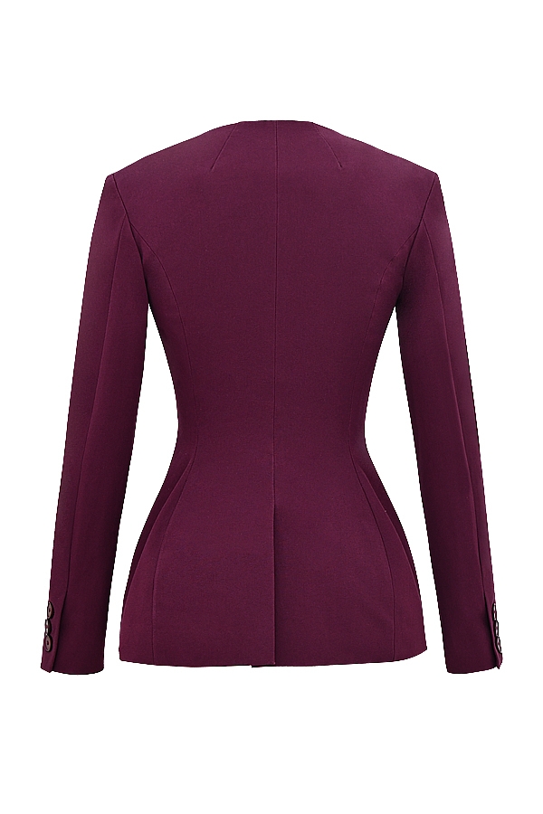 Theodora-Wine Deep V Blazer