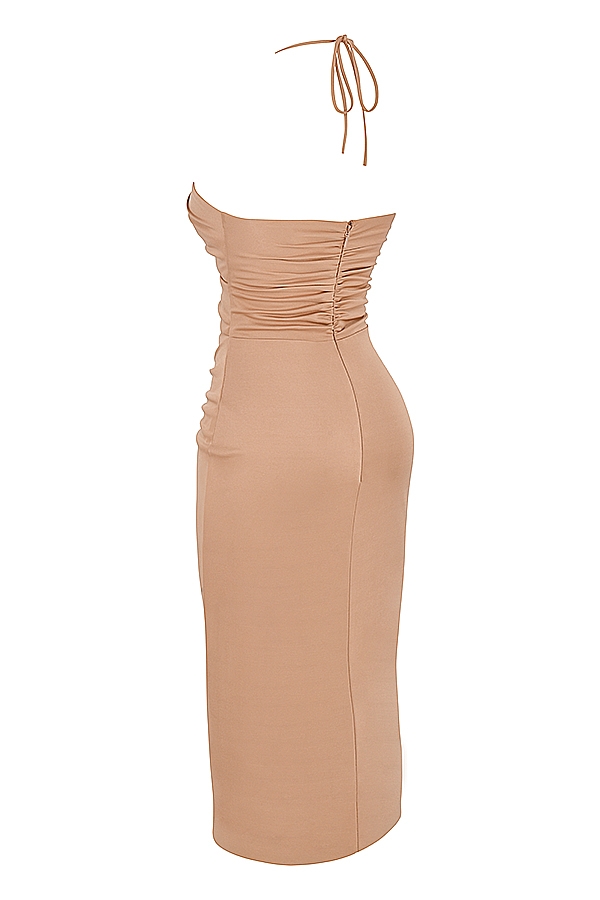 Kasia-Caramel Cutout Midi Dress