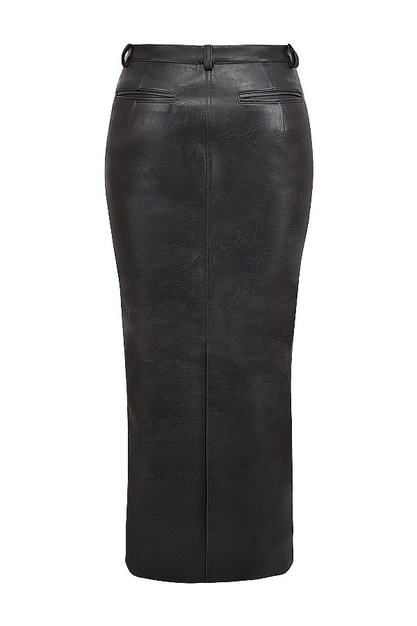 Tana-Black Vegan Leather Maxi Skirt