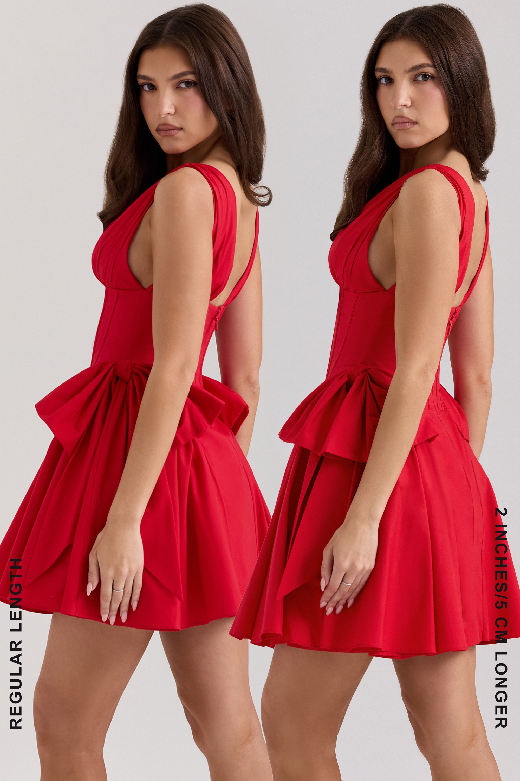 Amalia-Red Cotton Bow Mini Dress