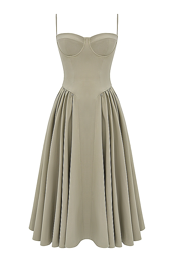 Samaria-Taupe Corset Sundress