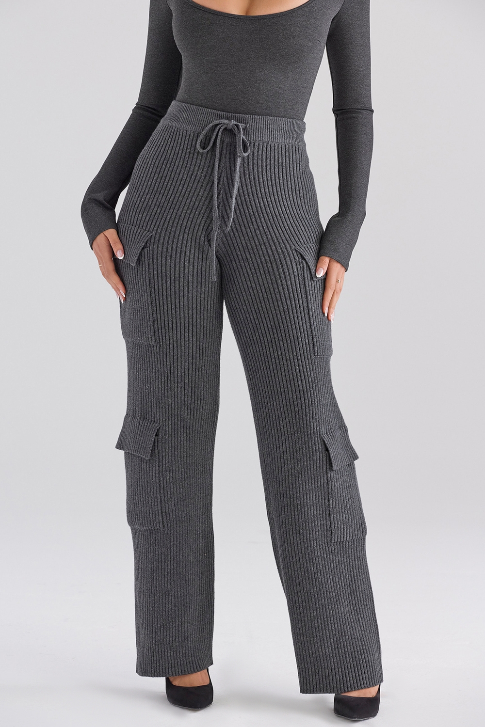 Tea-Charcoal Knitted Utility Trousers - SALE