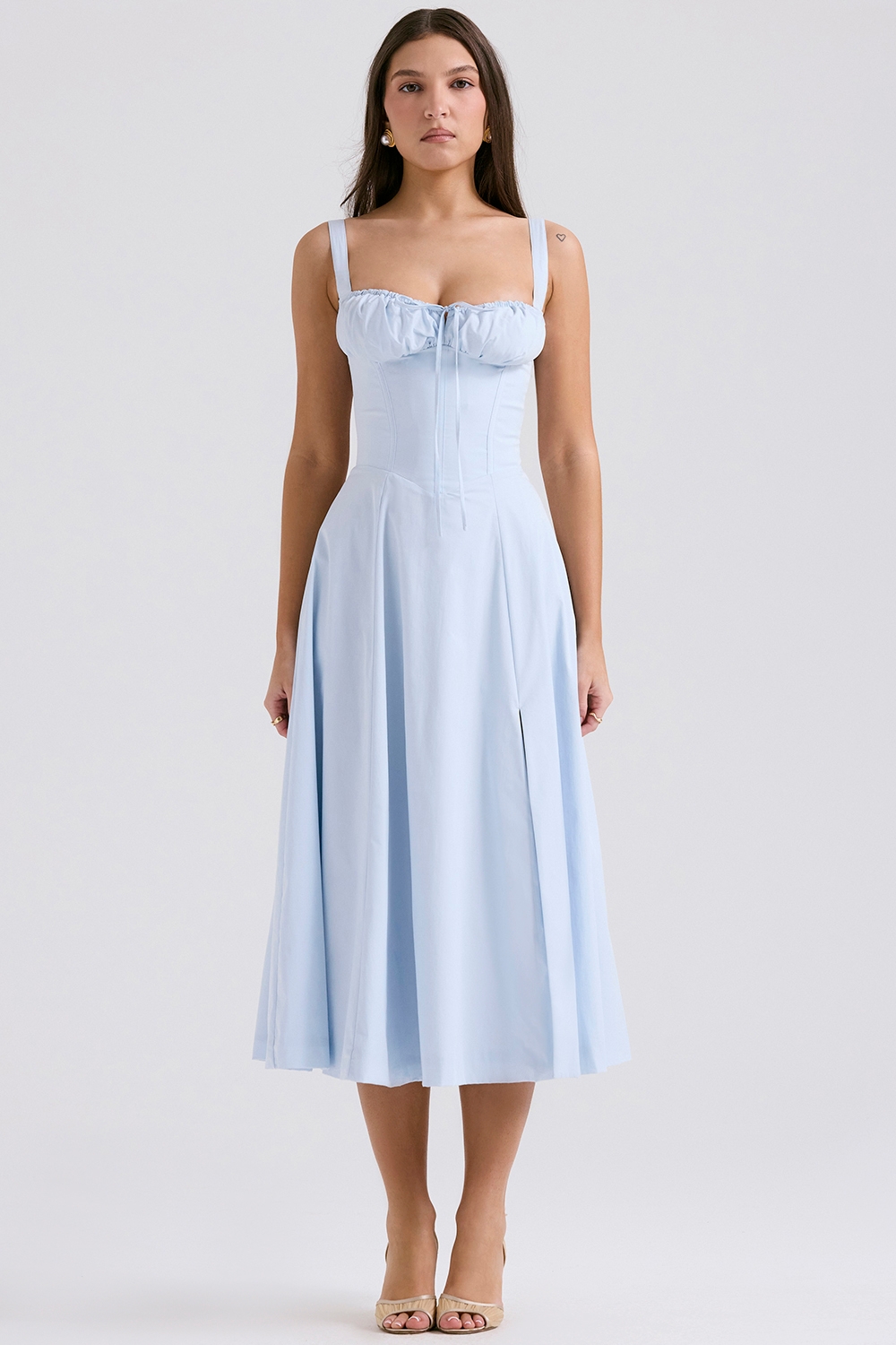 Carmen-Soft Blue Cotton Bustier Sundress