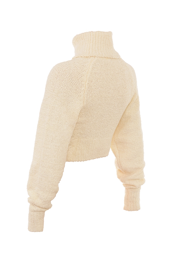 Nyala-Cream Soft Boucle Knit Cropped Sweater - SALE