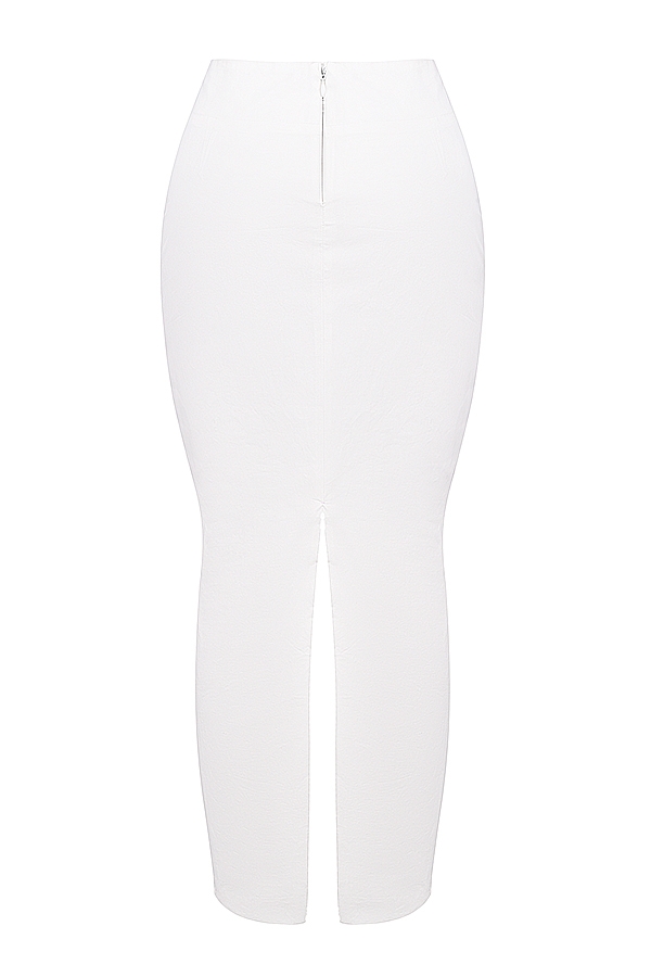 Eden-White Cotton Twill Maxi Skirt