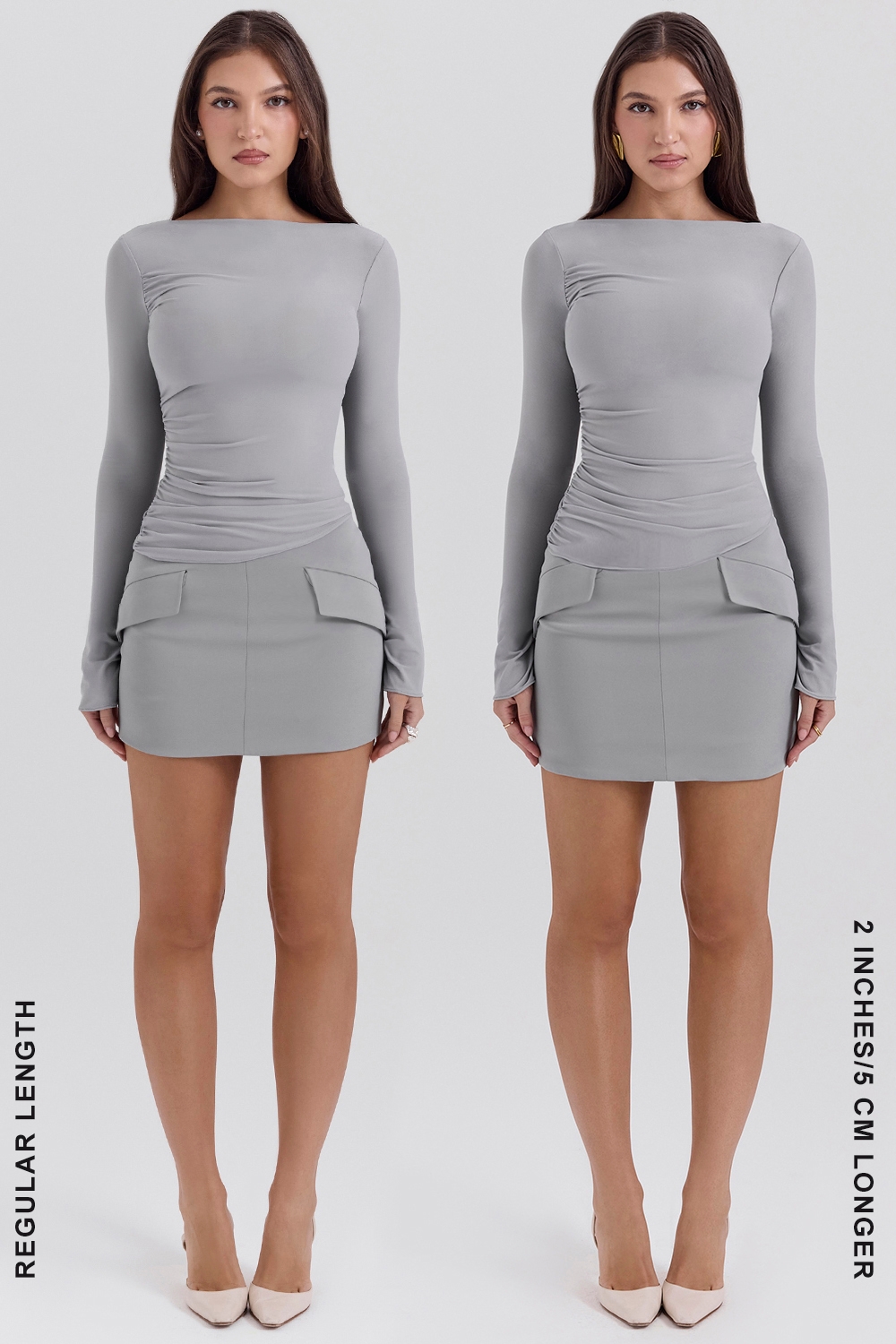 Cici-French Grey A-Line Mini Skirt