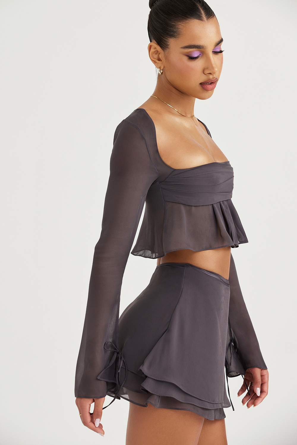 Clarice-Shadow Floaty Layered Mini Skirt