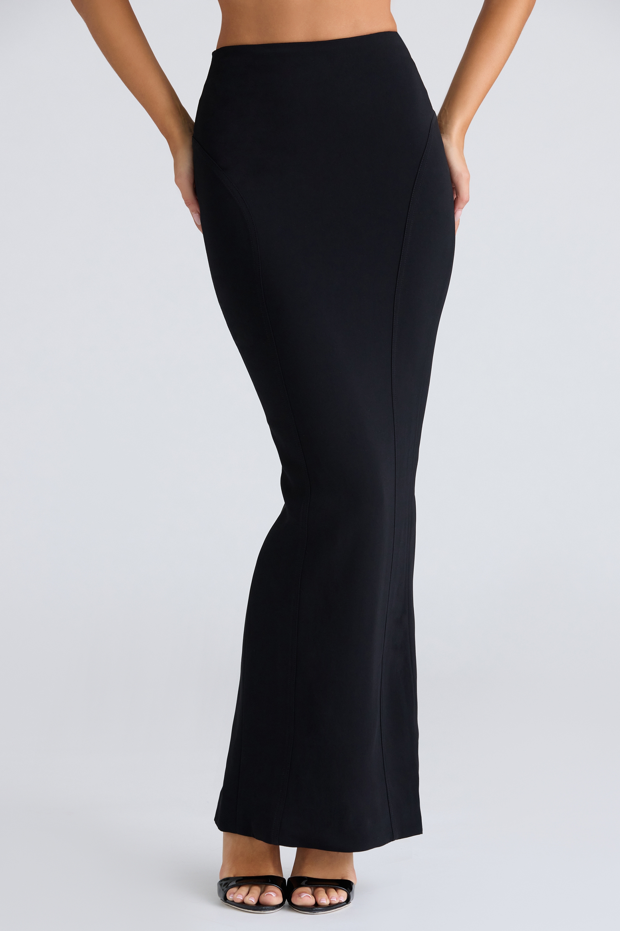 The Maxi-Black Panelled Bodycon Skirt