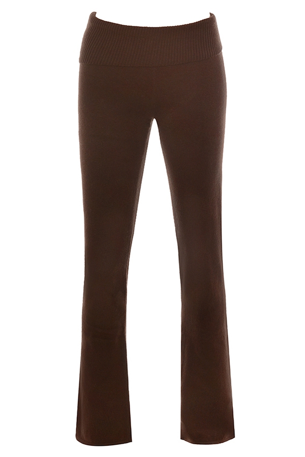 Ama-Chocolate Cashmere Blend Trousers - SALE