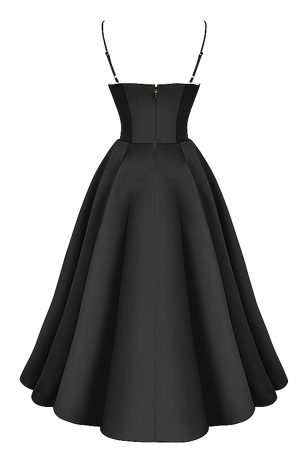 Mademoiselle-Black Tulle Midi Dress