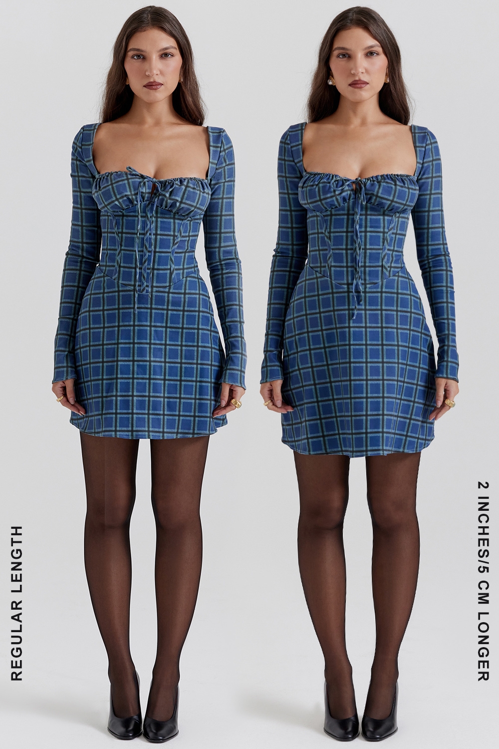 Malika-Blue Tartan Corset Mini Dress